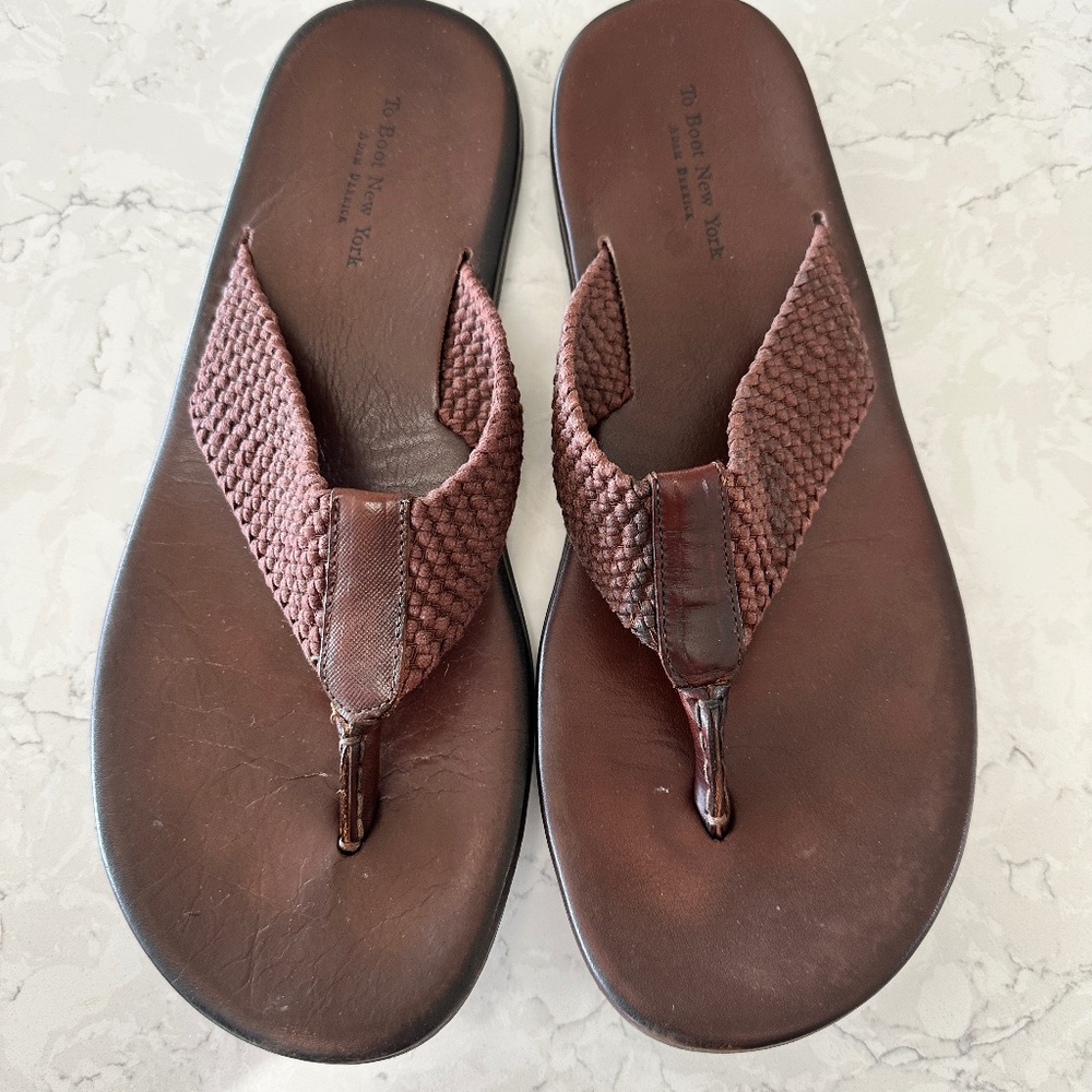 To Boot Mens 13 Adam Derrick Handmade Leather & Rubber Soled Thong Sandals Shoes